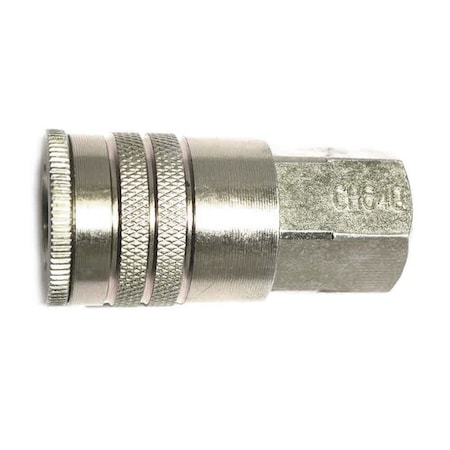 3/8 Inch Industrial Steel Coupler X 1/4 Inch Female NPT, PK 25